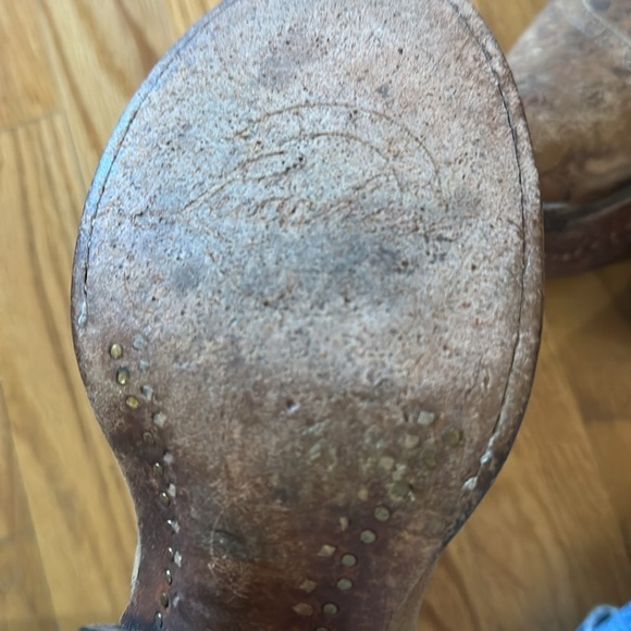 Lucchese sz 6 heeled low cowboy cowgirl boots Brown Leather Ankle good condition - Picture 6 of 7